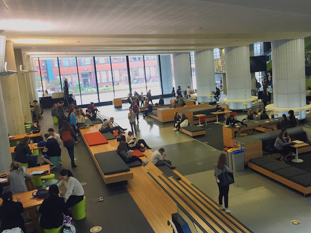Students sit in a study room on Victoria University Wellington's campus