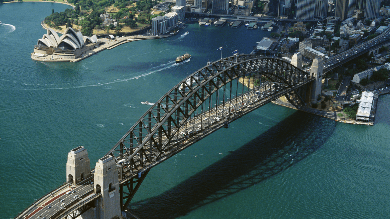 Ariel view over the Sydney Harbour Bridge