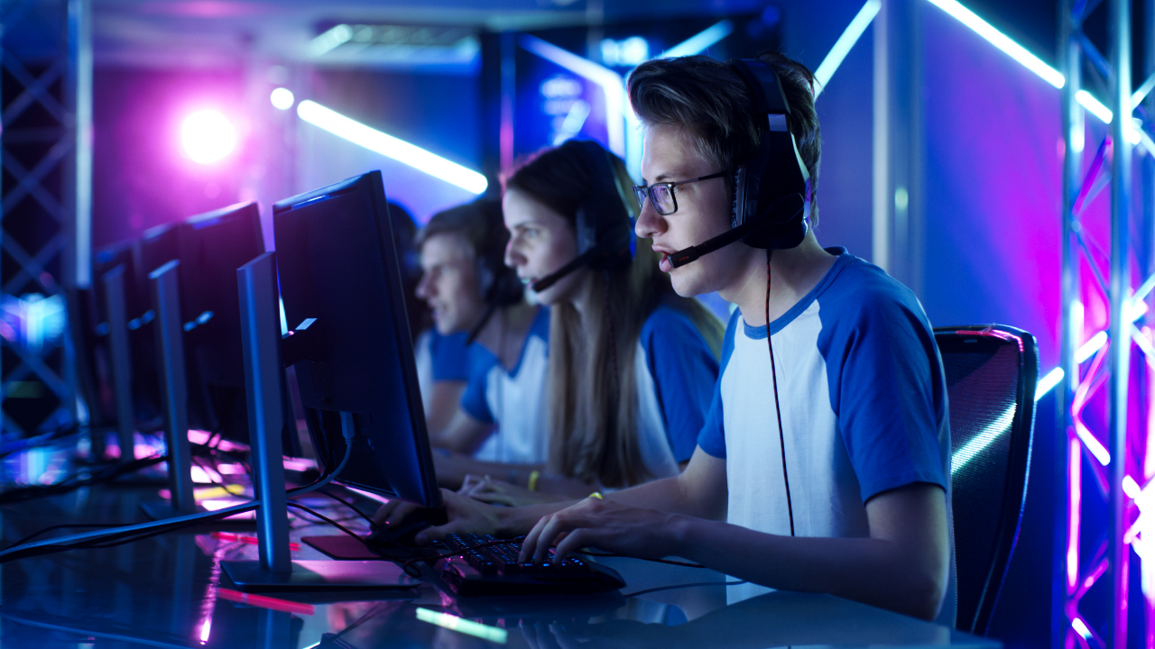 Students competing in esports